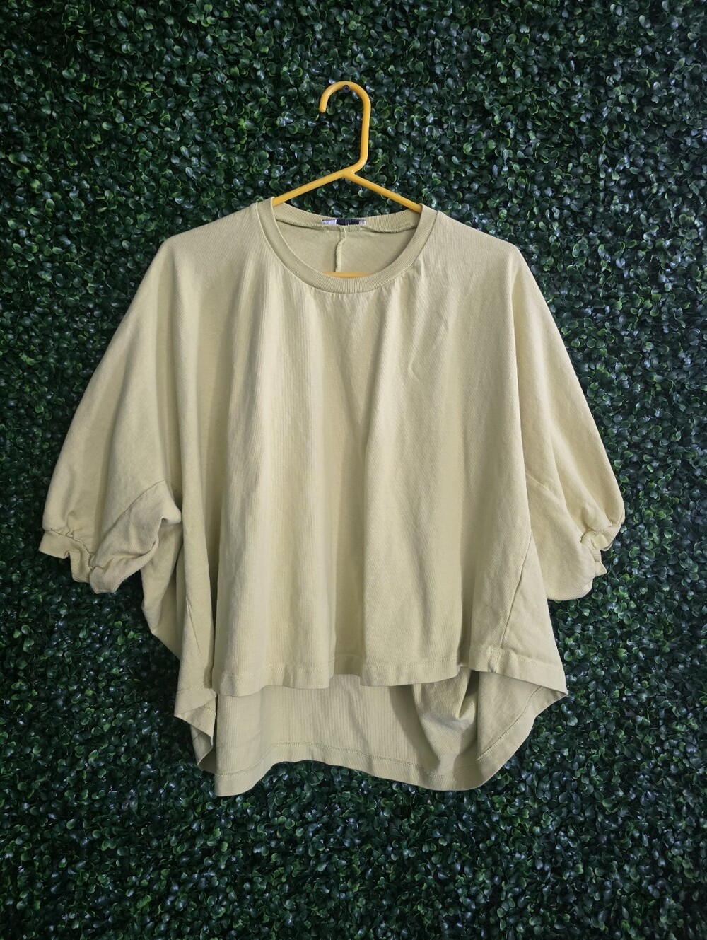 Zara Women's Layered Hem Boxy Tunic in Light Olive Size L